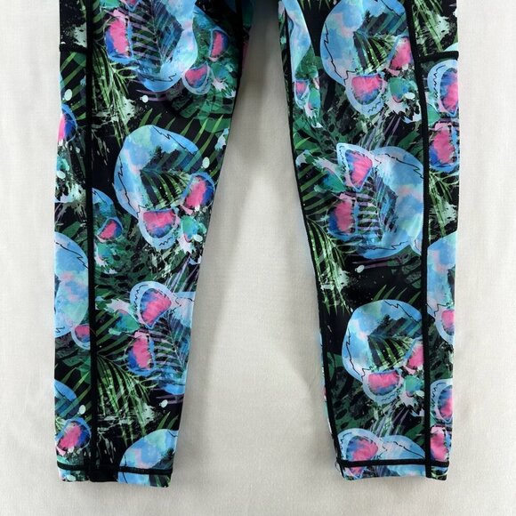 Constantly Varied Gear Leggings Size S Highrise Crop Skull Palm Print Blue Green - Picture 6 of 10